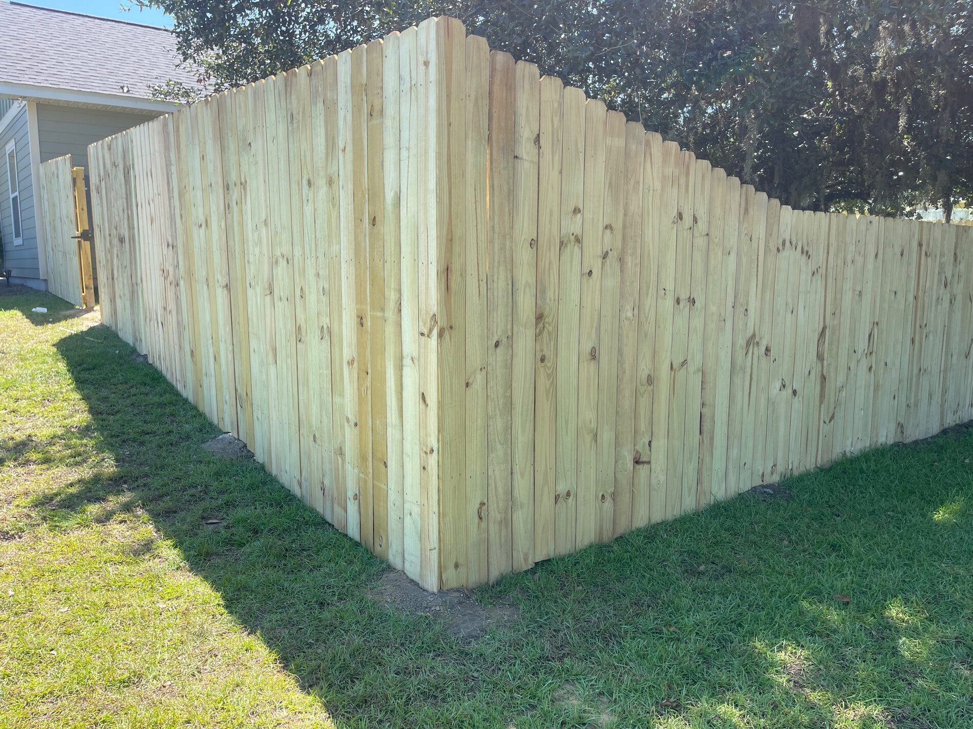 New wood privacy fence run